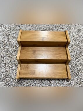 Bamboo Spice Rack Organizer 3 Tier Expandable 8.75"-15" Step Shelf Kitchen